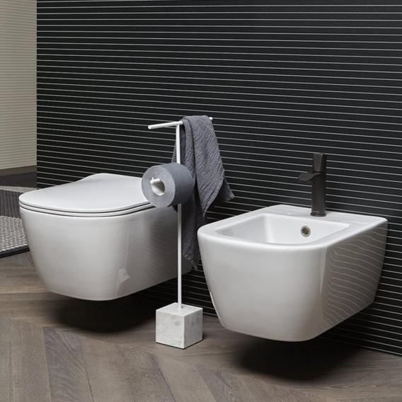 antoniolupi BIVIO Toilettenpapierhalter mit Handtuchhalter carrara/weiß matt