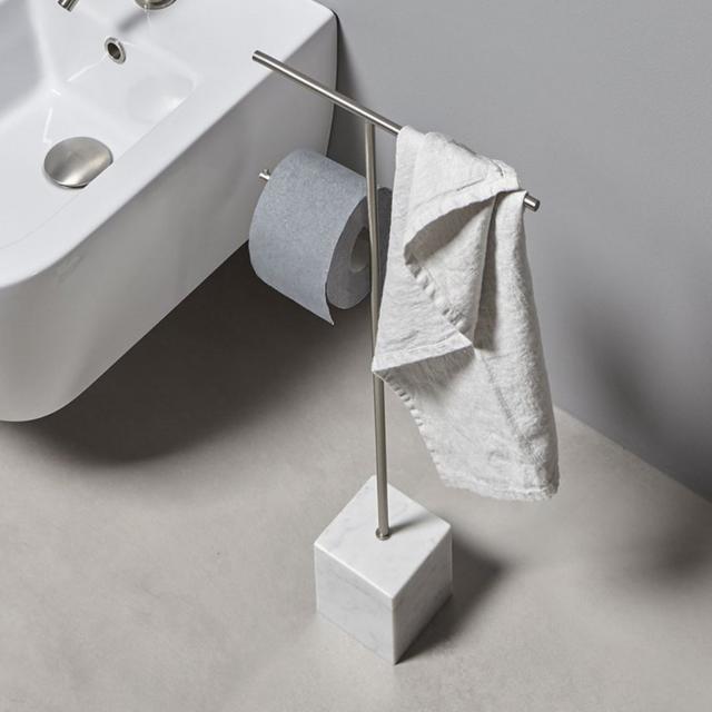 antoniolupi BIVIO Toilettenpapierhalter mit Handtuchhalter carrara/edelstahl satiniert