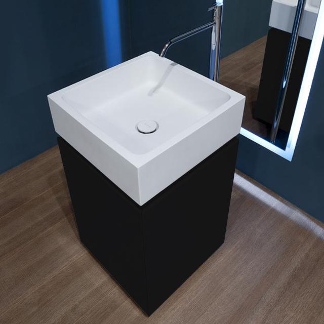 antoniolupi BLOKKO Handwaschbecken mit Waschtischunterschrank mit 2 Türen schwarz matt, Waschtisch weiß matt