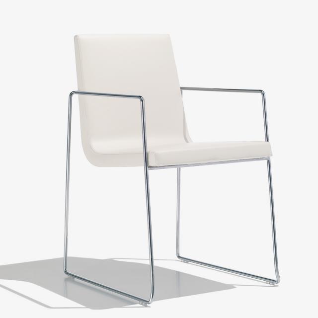Andreu World Lineal Comfort Stuhl mit Armlehnen, Echtleder