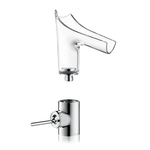 AXOR Starck V single lever basin fitting 140 with glass spout with