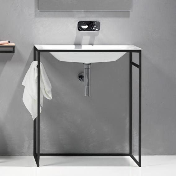Bette Lux Shape Waschtisch mit Rahmengestell weiß/schwarz matt, mit BetteGlasur Plus