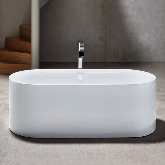 Bette Lux Oval Silhouette Freistehende Badewanne Wanne weiß, mit BetteAntirutsch gesamte Bodenfläche, Ablaufgarnitur weiß