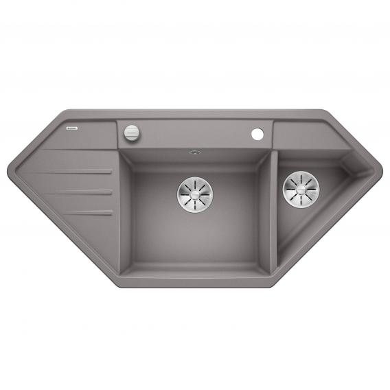 Blanco Lexa 9 E Küchenspüle mit Restebecken und Abtropffläche aluminium metallic