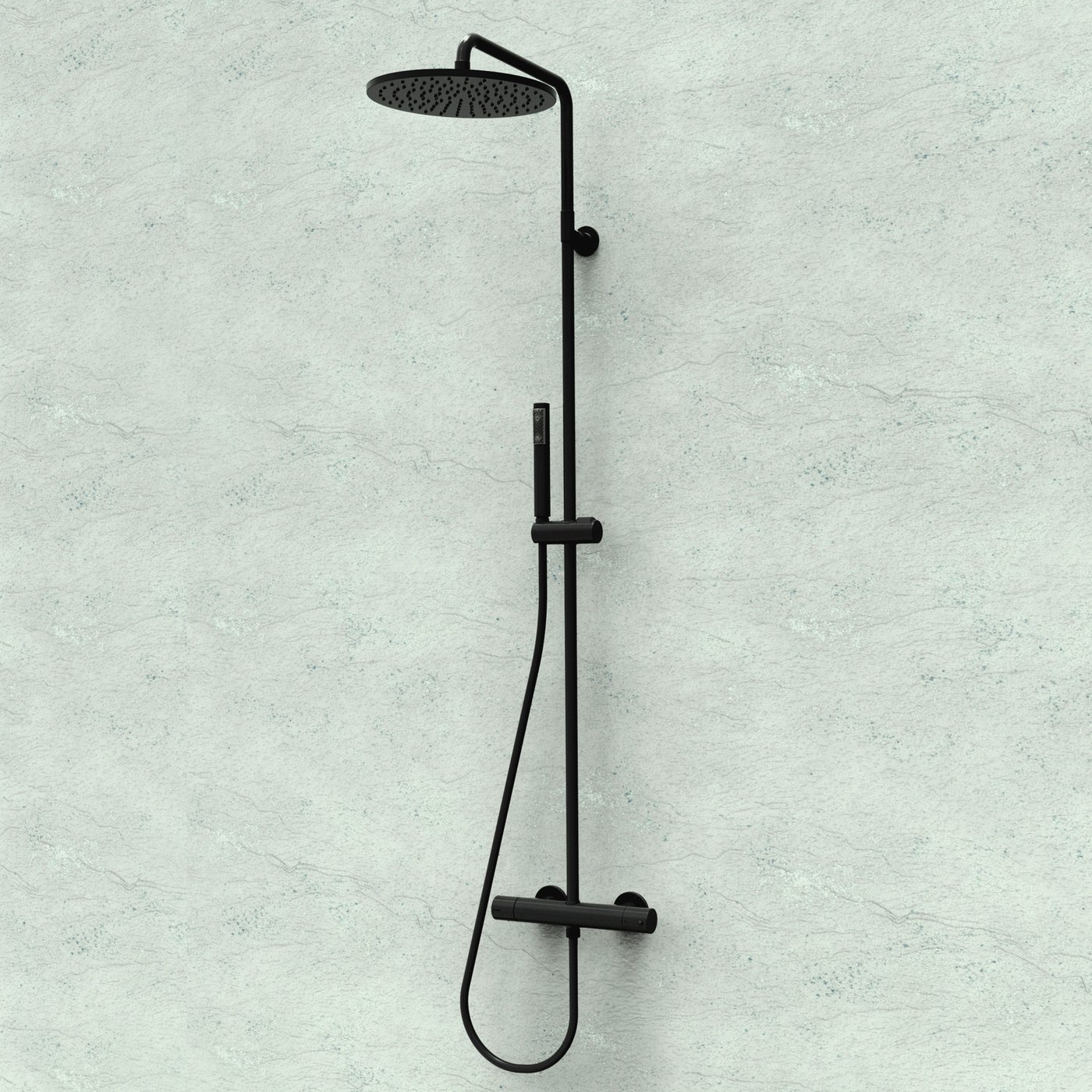 Bossini Cosmo exposed shower system with mixer matt black ...