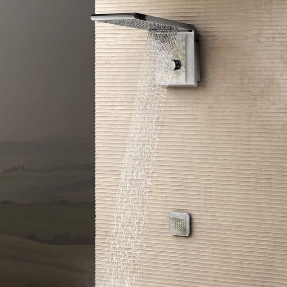 Bossini Syncro overhead shower set, 3 spray modes brushed stainless ...