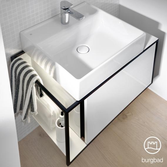 Burgbad Junit Aufsatzwaschtisch mit Waschtischunterschrank mit Beleuchtung mit 1 Auszug weiß hochglanz