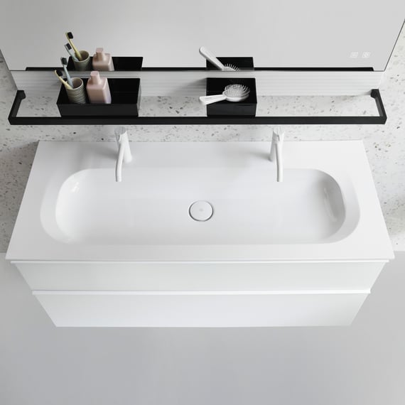 Meuble De Lavabo Planetmöbel 39.2x55x21.7cm - Blanc Avec Fonction Soft-Close