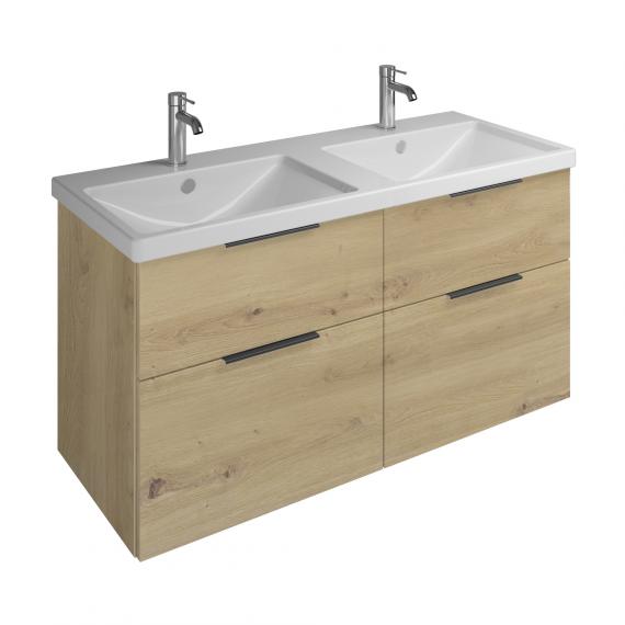 Burgbad Eqio Badmöbel-Set 5 Doppel-Waschtisch mit Waschtischunterschrank  und Spiegelschrank eiche dekor urban, Griff schwarz matt -  SFAQ123RF5662C0001G0200 | REUTER