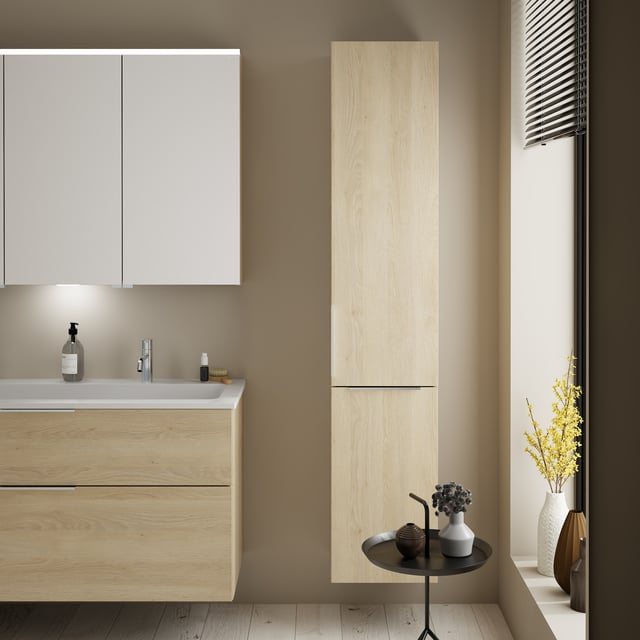 Burgbad Eqio Hochschrank, 1 Tür mit Wäschekippe, eiche cashmere dekor - HSRF035RF3180G0146