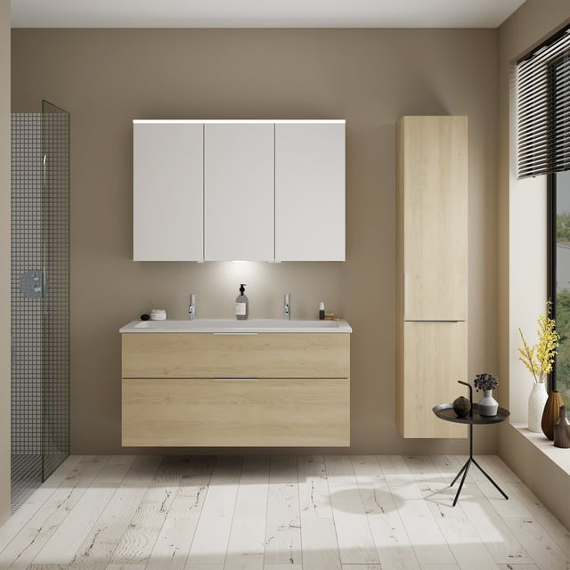 Burgbad Eqio Hochschrank, 1 Tür mit Wäschekippe, eiche cashmere dekor - HSRF035RF3180G0146