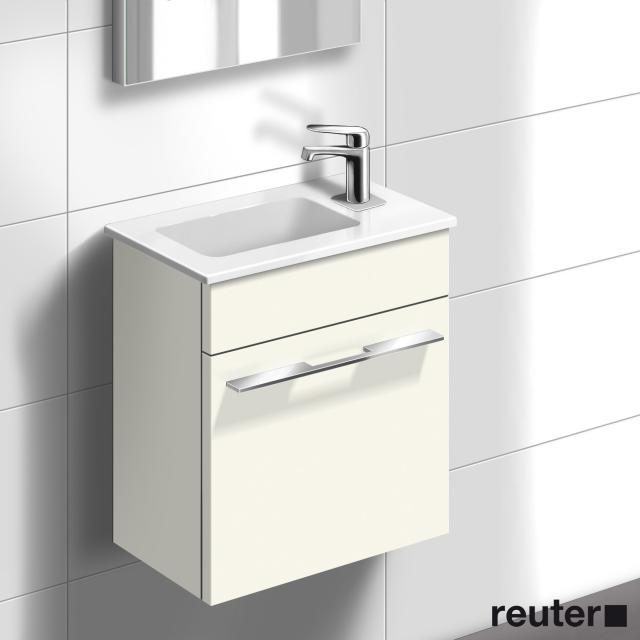 Burgbad Bel Handwaschbecken mit Waschtischunterschrank mit 1 Tür weiß matt, Waschtisch weiß