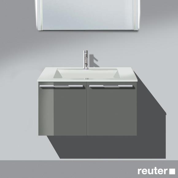 Burgbad Bel Waschtisch mit Waschtischunterschrank mit 2 Türen Front grau hochglanz/Korpus grau hochglanz, Waschtisch weiß