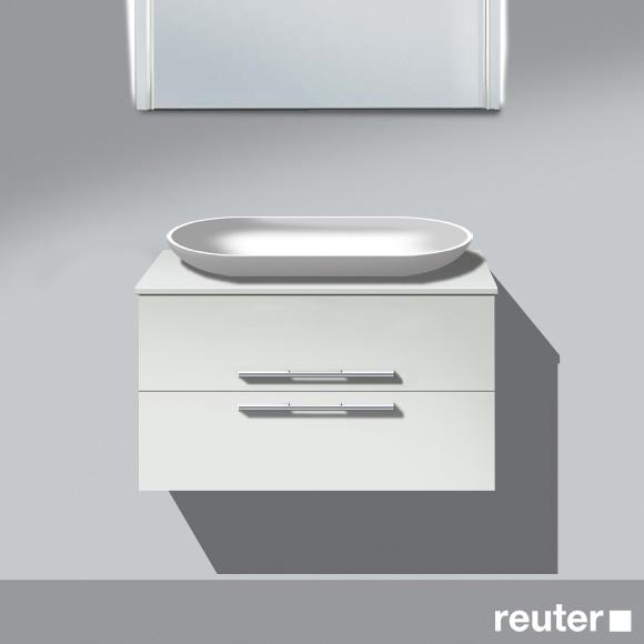 Burgbad Bel Waschtischunterschrank für Aufsatzwaschtisch mit 2 Auszügen weiß matt, Waschtisch weiß