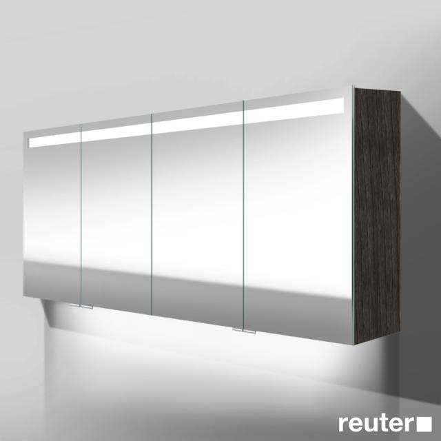 Burgbad Crono Spiegelschrank mit Beleuchtung und 4 Türen eiche schwarz, mit Waschtischbeleuchtung