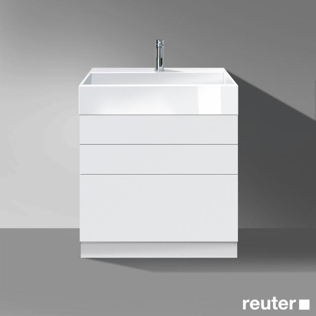 Burgbad Crono stehender Waschtischunterschrank für Aufsatzwaschtisch mit 3 Auszügen weiß matt