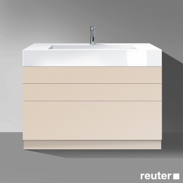 Burgbad Crono Waschtisch mit Waschtischunterschrank mit 3 Auszügen sand matt, Waschtisch weiß