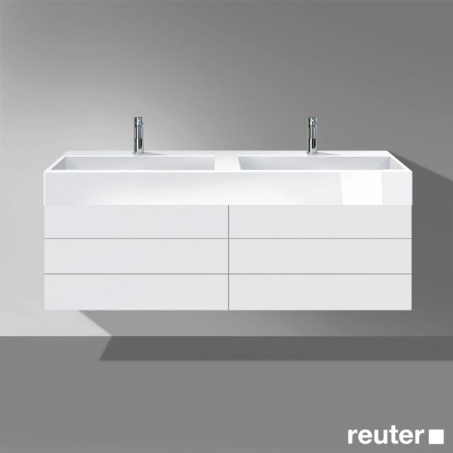 Burgbad Crono Waschtischunterschrank für 2 Aufsatzwaschtische mit 4 Auszügen weiß matt