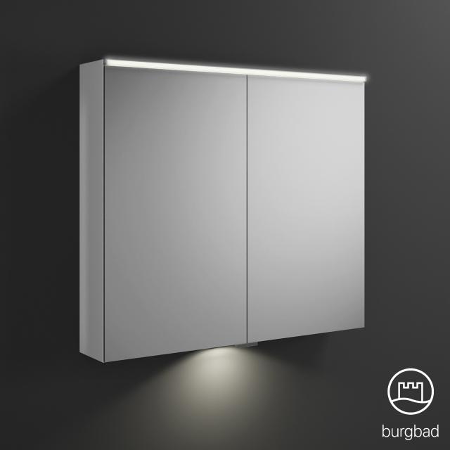 Burgbad Eqio Spiegelschrank mit Beleuchtung und 2 Türen weiß glanz, mit Waschtischbeleuchtung