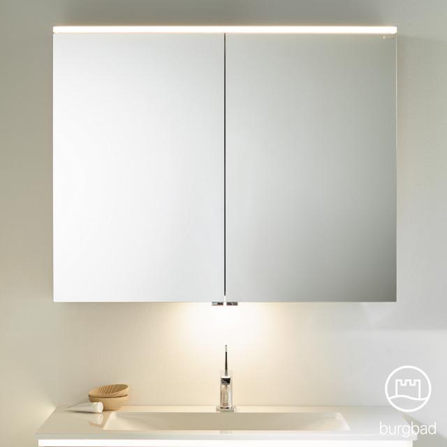 Burgbad Eqio Spiegelschrank mit LED-Beleuchtung mit 2-Türen weiß glanz, mit Waschtischbeleuchtung