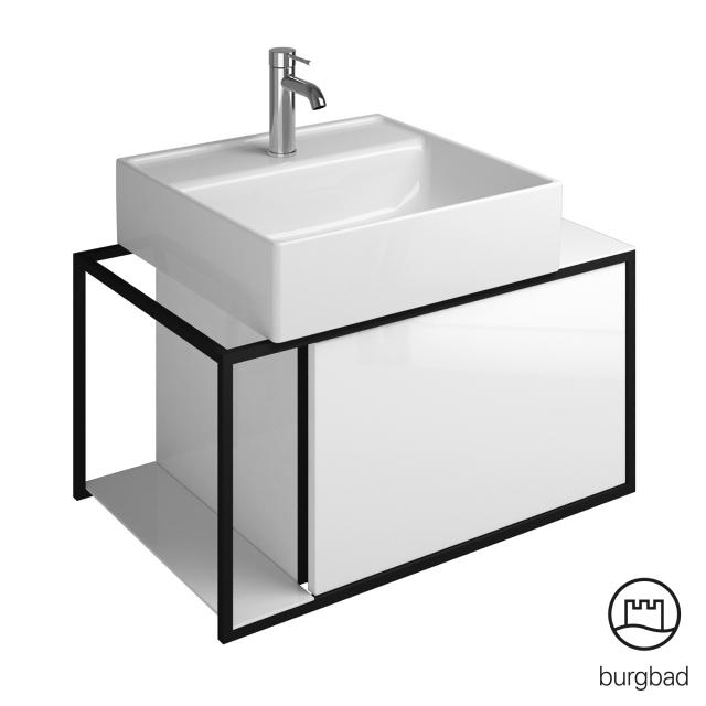 Burgbad Junit Aufsatzwaschtisch mit Waschtischunterschrank mit 1 Auszug Front weiß hochglanz / Korpus weiß hochglanz