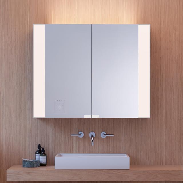 Burgbad RL40 Room Light Spiegelschrank mit LED-Flächenbeleuchtung anthrazit matt, ohne Waschtischbeleuchtung, mit Griff