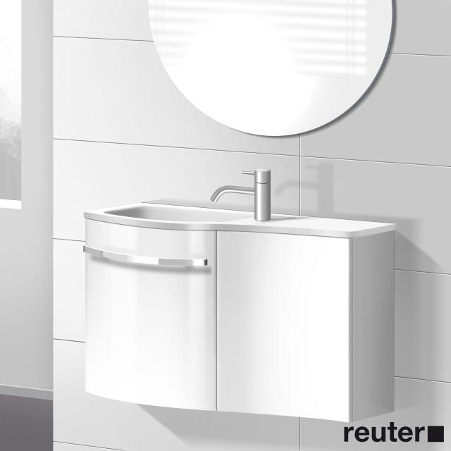 Burgbad Sinea Handwaschbecken mit Waschtischunterschrank mit 2 Türen weiß hochglanz/weiß glanz, Waschtisch weiß