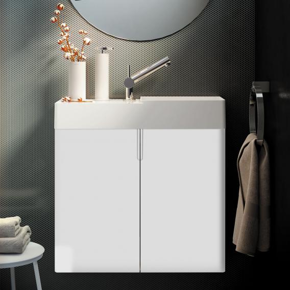 Cosmic fancy Handwaschbecken mit Waschtischunterschrank mit 2 Türen weiß glanz, weiß matt