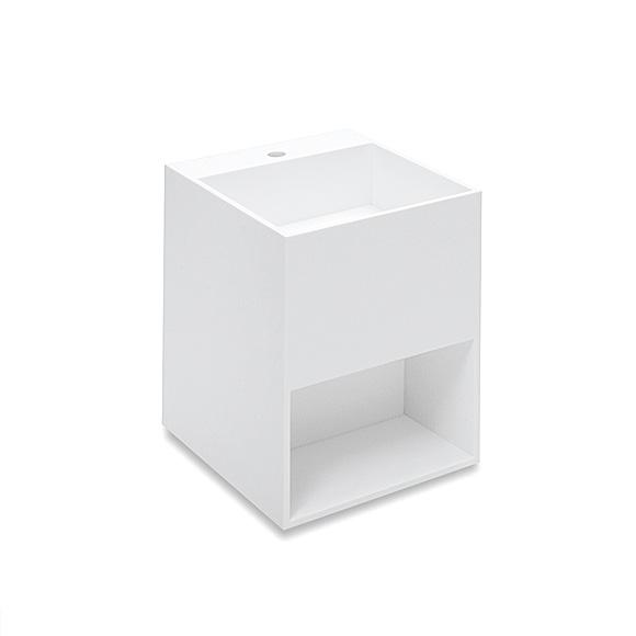 Cosmic Compact Handwaschbecken mit Ablagefach weiß, mit 1 Hahnloch