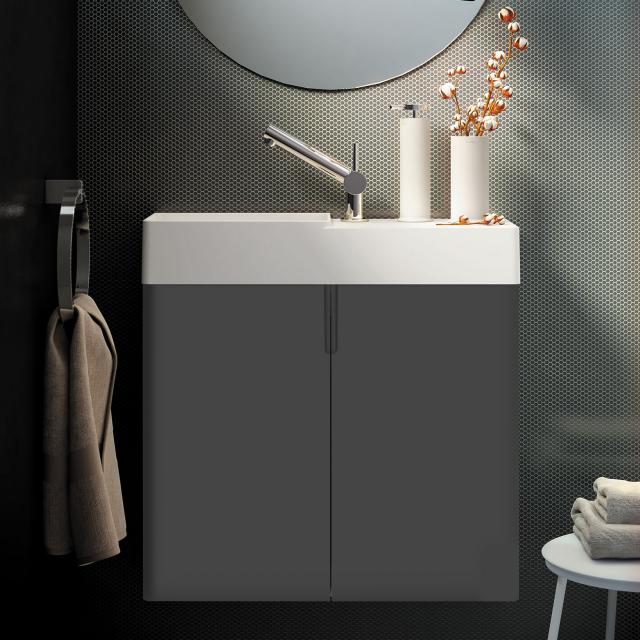 Cosmic fancy Handwaschbecken mit Waschtischunterschrank mit 2 Türen weiß matt, anthrazit