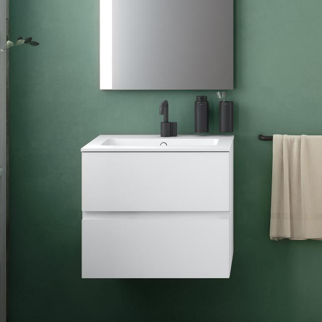 Cosmic Mod Waschtisch mit Waschtischunterschrank mit 2 Auszügen Front weiß matt / Korpus weiß matt