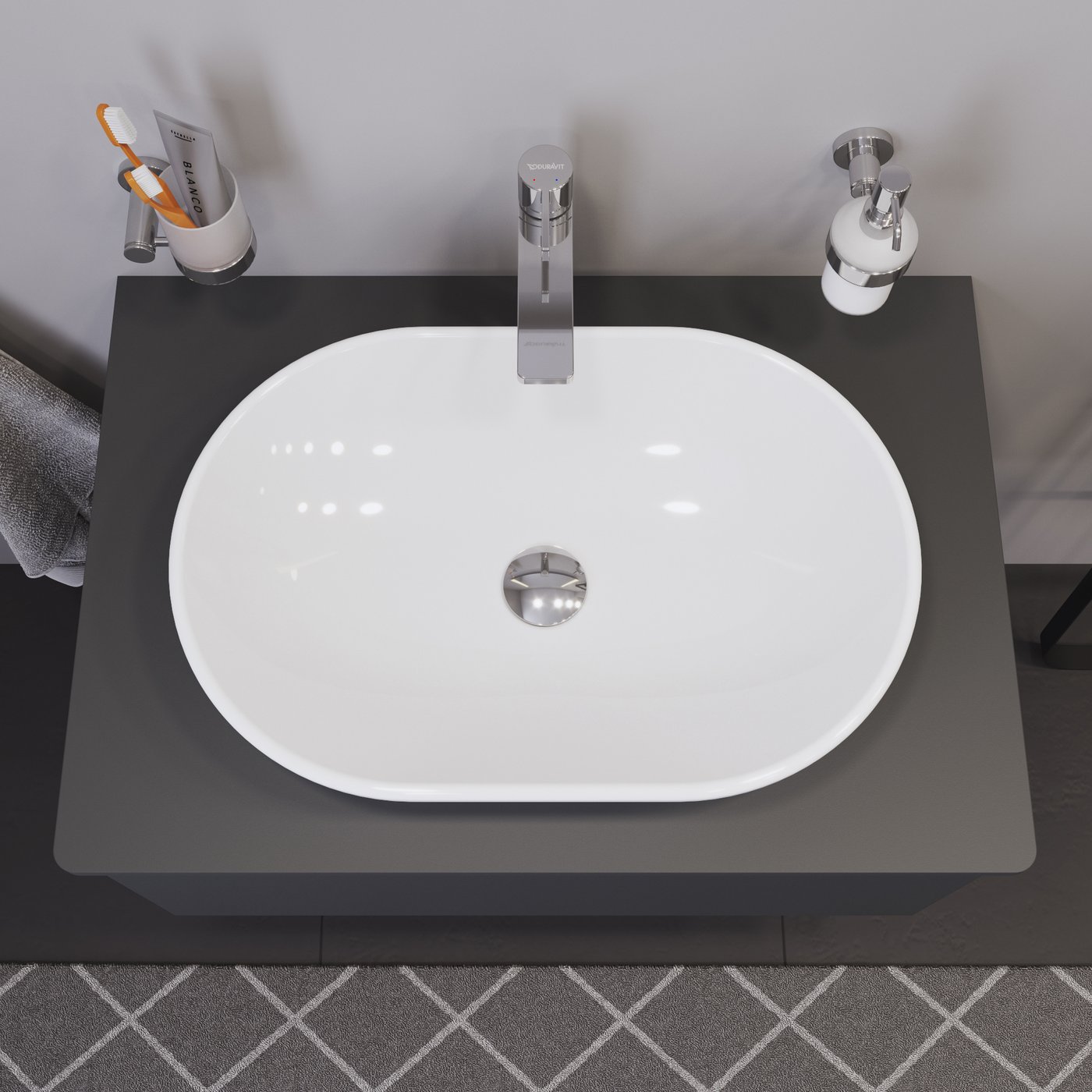 Duravit 2372600070 Pedestal Bathroom Sink – Ceramic, White, Center Drain, Coordinates With D-Neo Line