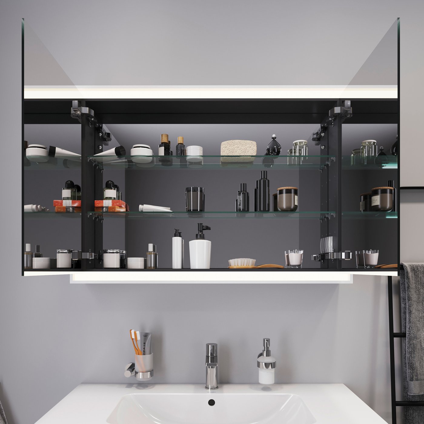 L Cube Duravit L-Cube Spiegelschrank, 2 Türen Aufputz, weiß matt ...
