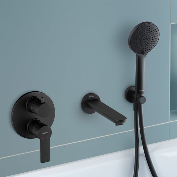 Duravit D-Code single-lever mixer, for shower & bath matt black ...