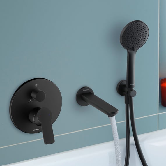 Duravit D-Code single-lever mixer, for shower & bath matt black ...
