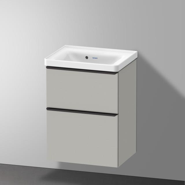 Duravit D-Neo Handwaschbecken mit Waschtischunterschrank mit 2 Auszügen Front betongrau matt/Korpus betongrau matt, WT weiß, ohne Hahnloch