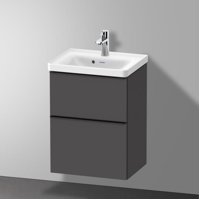 Duravit D-Neo Handwaschbecken mit Waschtischunterschrank mit 2 Auszügen graphit matt, WT weiß, mit 1 Hahnloch
