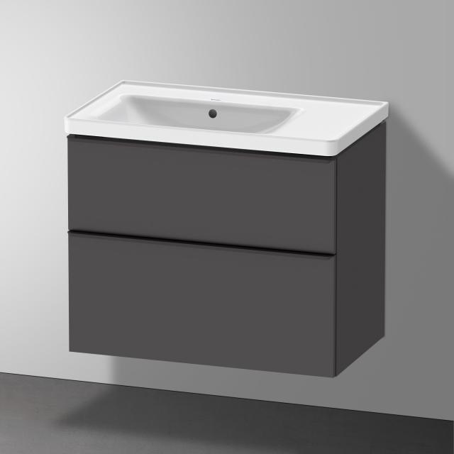 Duravit D-Neo Waschtisch mit Waschtischunterschrank mit 2 Auszügen graphit matt, WT weiß, ohne Hahnloch