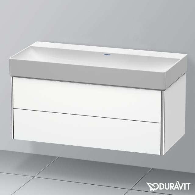 Duravit DuraSquare Waschtisch mit XSquare Waschtischunterschrank mit 2 Auszügen weiß, mit WonderGliss, ohne Hahnloch