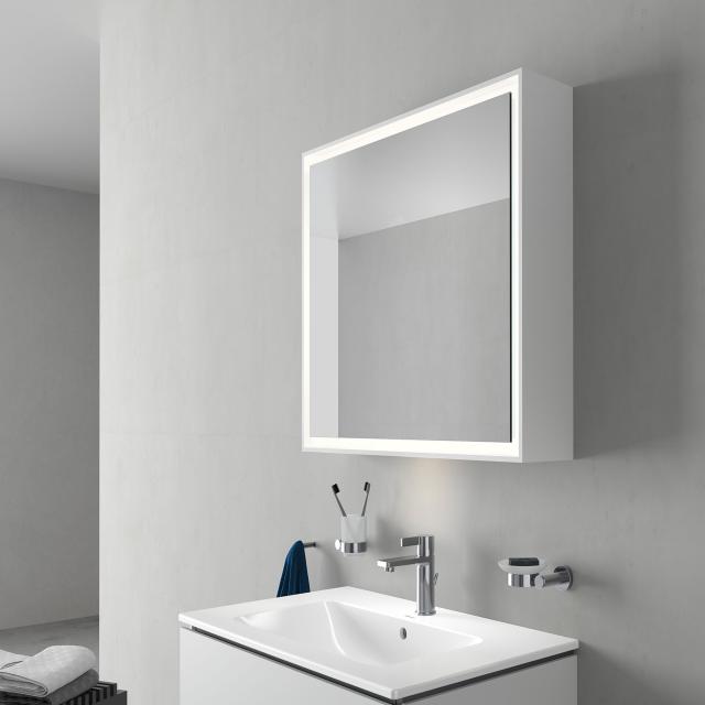 Duravit L-Cube Spiegelschrank mit Beleuchtung und 1 Tür Aufputz, mit Waschplatzbeleuchtung