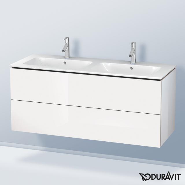 Duravit L-Cube Waschtischunterschrank für Doppelwaschtisch mit 2 Auszügen Front weiß hochglanz / Korpus weiß hochglanz, ohne Einrichtungssystem
