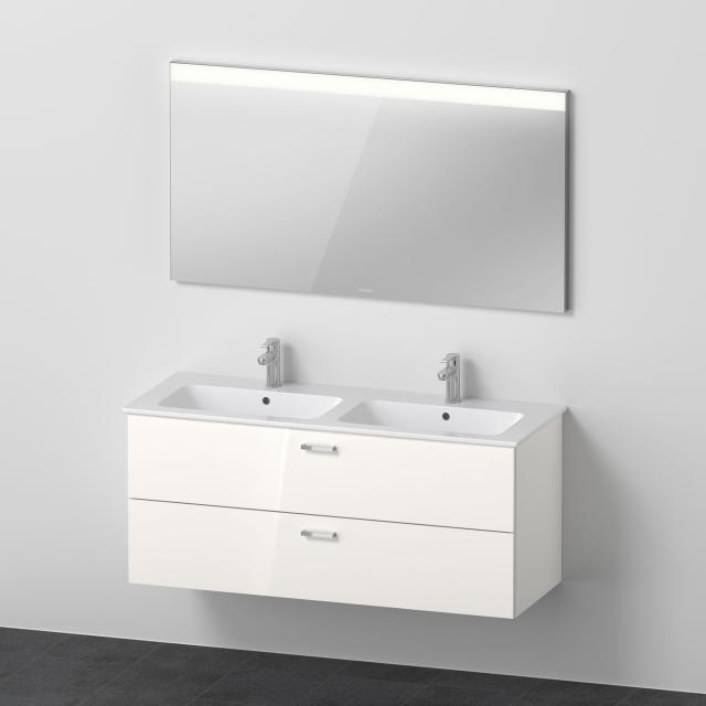 Duravit ME by Starck Doppelwaschtisch mit XBase Waschtischunterschrank und Spiegel weiß glanz
