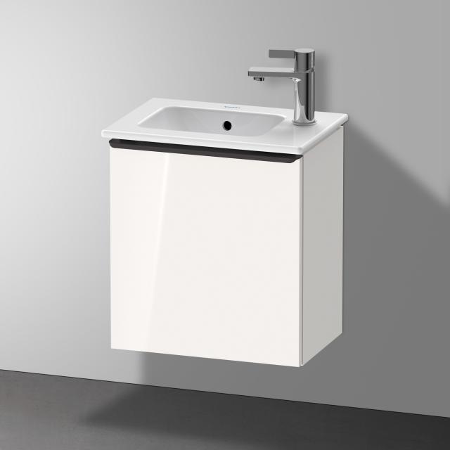 Duravit Me by Starck Handwaschbecken mit D-Neo Waschtischunterschrank mit 1 Tür weiß hochglanz, WT weiß, mit WonderGliss, mit Überlauf