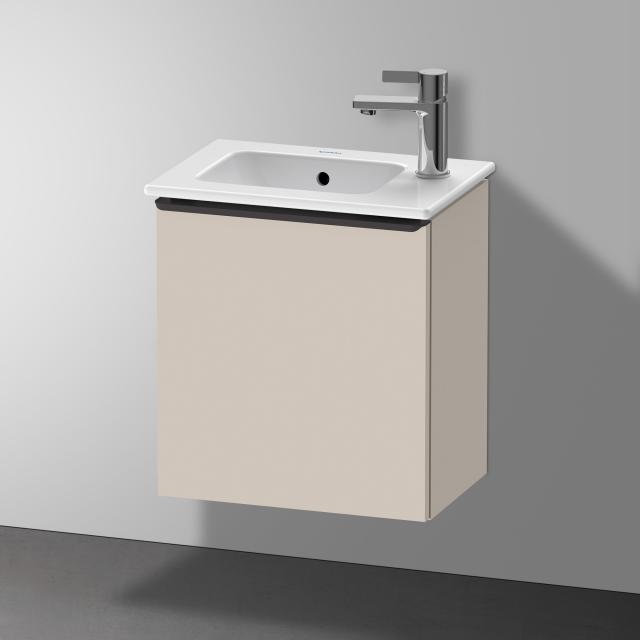 Duravit Me by Starck Handwaschbecken mit D-Neo Waschtischunterschrank mit 1 Tür taupe matt, WT weiß, mit Überlauf