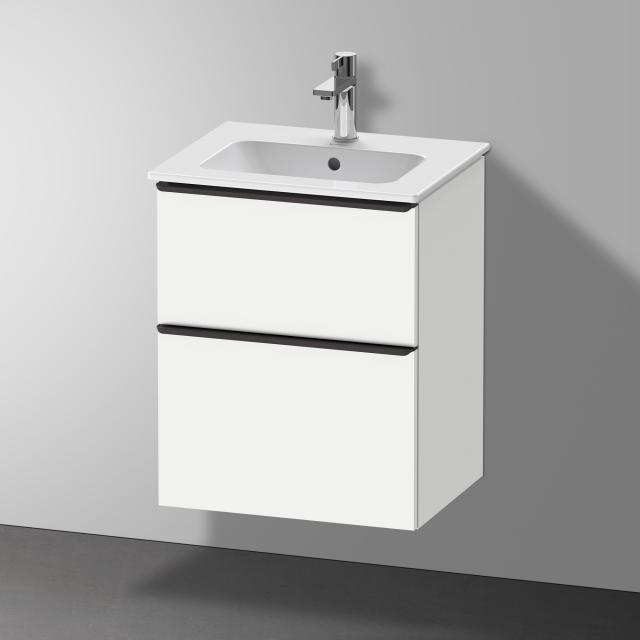 Duravit Me by Starck Handwaschbecken mit D-Neo Waschtischunterschrank mit 2 Auszügen weiß matt, WT weiß, mit WonderGliss, mit 1 Hahnloch