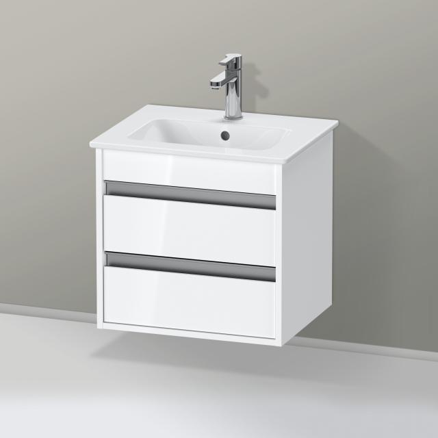 Duravit ME by Starck Handwaschbecken mit Ketho Waschtischunterschrank Compact mit 2 Auszügen weiß hochglanz, weiß, mit WonderGliss