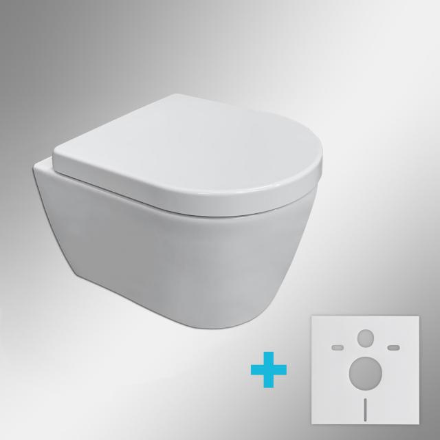Duravit ME by Starck Wand-WC & Tellkamp Premium 4000 WC-Sitz SET kurz: WC ohne Spülrand, mit Zubehör weiß