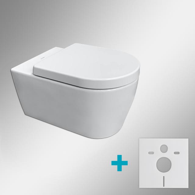 Duravit ME by Starck Wand-WC & Tellkamp Premium 4000 WC-Sitz SET: WC ohne Spülrand, mit Zubehör weiß, mit HygieneGlaze