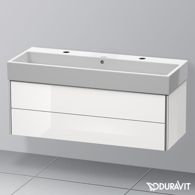 Duravit Vero Air Waschtisch mit XSquare Waschtischunterschrank mit 2 Auszügen weiß, mit WonderGliss, mit 2 Hahnlöchern, mit Überlauf
