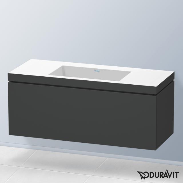 Duravit Vero Air Waschtisch mit L-Cube Waschtischunterschrank mit 1 Auszug graphit matt, ohne Einrichtungssystem, ohne Hahnloch